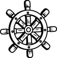 Ship wheel icon in sketch style vector
