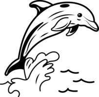 Dolphin jumping icon in hand drawn style vector