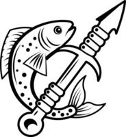 Spearfishing icon in hand drawn style vector
