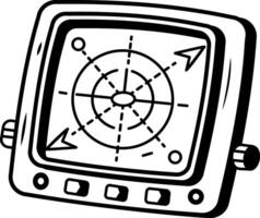 Ship navigation system icon in sketchy style vector