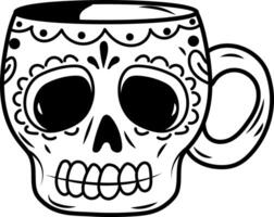 Skull mug icon in hand drawn style vector