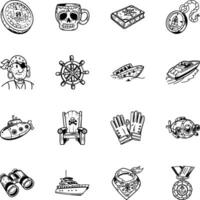 Set of Hand Drawn Sailing Adventure Icons vector
