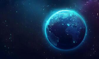 Glowing Earth, Space Background, Digital Globe, Connection, Website Banner photo