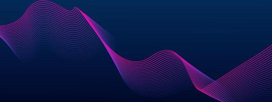 Abstract dark blue background with dynamic wave lines.Futuristic technology concept. vector