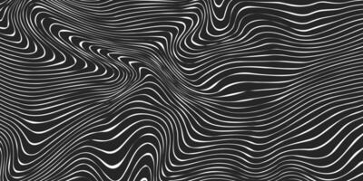Optical illusion line pattern. Liquid black and white line abstract background.Monochrome line wave vector