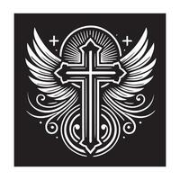Ornate Christian Cross Design in a Circular Pattern vector