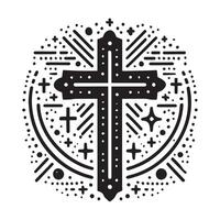 Ornate Cross Design with Detailed Border vector