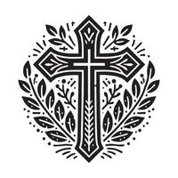 Ornate Christian Cross Design for Religious vector
