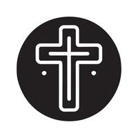 white outline Christian cross design set against a dark background. vector