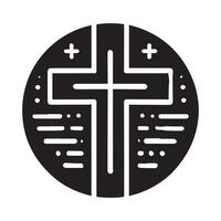 A stylized, black and white vetor graphic of a Christian cross. vector