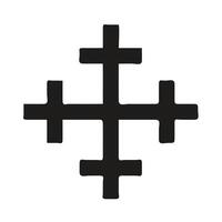 black and white graphic design featuring a Christian cross positioned within a circular frame. vector