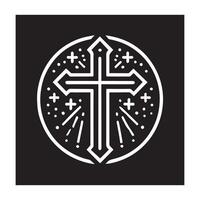 A bold, stylized black cross on a white background. vector