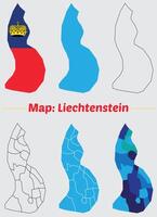 Liechtenstein map set. internal provinces borders marked, Simple map of Liechtenstein drawing, Filled and outline. vector