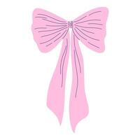 Soft pink bow features classic design with flowing ribbons. Ideal for decorating gifts, hair accessories, or event decorations, it adds charm and elegance. vector