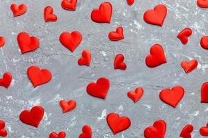 Valentine day background with red heart top view copy space photo