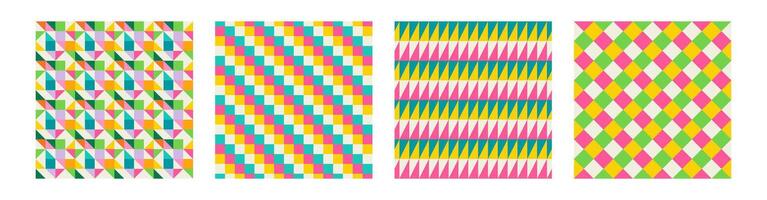 Set Essential geometric printable seamless pattern with abstract Minimal elegant line form stroke shapes in vibrant colors. Modern simple background in minimalist mid century style wall art vector