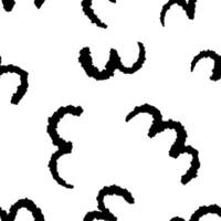 Aesthetic printable seamless pattern with abstract line, dot, shape brush stroke in black and white colors. Boho background in minimalist style Illustration for wallpaper fabric vector
