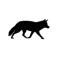 Black silhouette of a walking dog, side view, isolated on white background. vector