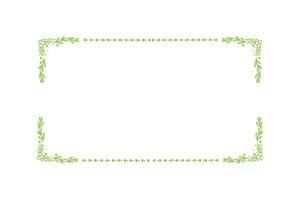 A simple, green floral frame design with dotted lines, perfect for invitations, greeting cards, or decorative borders vector