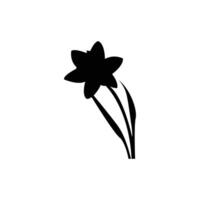 a daffodil flower with a stem and petals in simple, minimalist style on white background. vector