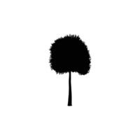 Black silhouette of a lone tree with a round, dense canopy and a slim trunk, isolated on a white background vector