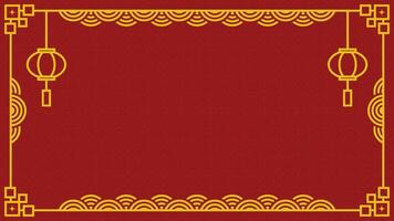 Red Chinese background with yellow frame and copy space for text vector