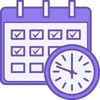 Colored Schedule Icon. Icon. Calendar and Clock. Office Concept vector