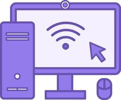 Colored Computer Icon. Icon. System Unit, Monitor, Internet, and Computer Mouse. Office Concept vector