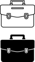 Briefcase Icons. Black and White Icons. Suitcase, Bag, Case, Briefcase. Office Concept vector