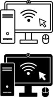 Computer Icons. Black and White Icons. System Unit, Monitor, Internet, and Computer Mouse. Office Concept vector