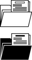 Document Icons. Black and White Icons. Open Document Folder. Office Concept vector