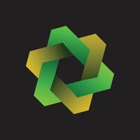 Mesmerizing Optical Illusion with Interlocking Green and Yellow Hexagons vector