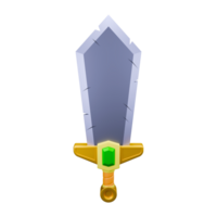 3d icon rendering sharp sword for battle png