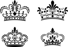 Four Unique Crown Designs in Various Styles, Elegant and Versatile for Branding and Creative Use vector