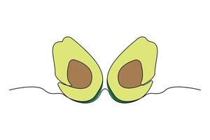 Avocado continuous outline . Minimalist avocado one-line art drawing vector