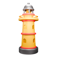 3d icon rendering lighthouse in ocean png