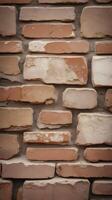 A vertical capture of a weathered brick surface in neutral tones, offering generous room for copy overlays. photo
