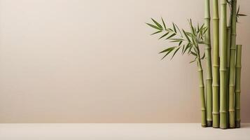 A clean design featuring bamboo stalks on a soft, neutral backdrop, symbolizing resilience and flexibility, with ample space for text placement. photo