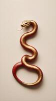 A simple illustration of the 2025 Chinese Zodiac snake, in gold or red, against a clean background, leaving room for branding or text. photo
