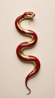The symbol of the Chinese Zodiac snake for 2025, in gold or red, on a plain background, with space left open for a logo or message. photo