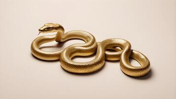 A minimalist design featuring the Chinese Zodiac snake symbol for 2025, in gold or red, set against a blank background with ample space for a message. photo