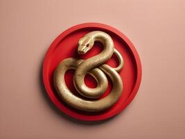 A golden or red snake, representing the Chinese Zodiac animal of 2025, placed on a simple background with room for a message or branding. photo
