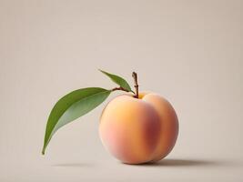 A solitary longevity peach resting on a gentle neutral background, representing good health and prosperity, with ample room for a festive message. photo