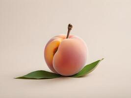 A solitary longevity peach resting delicately on a soft, neutral background, symbolizing longevity and good fortune, with space for a festive message. photo