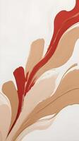 Gentle red and gold brush strokes form an abstract composition on a neutral background, providing space for text. photo