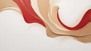 An abstract composition of soft red and gold brush strokes on a white or beige canvas, with plenty of space for text placement. photo