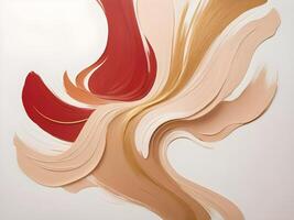 An abstract pattern of red and gold brush strokes on a clean white or beige background, with enough space to add text. photo