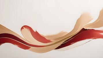 An elegant abstract pattern of soft red and gold brush strokes on a clean, neutral-colored background, leaving room for text. photo