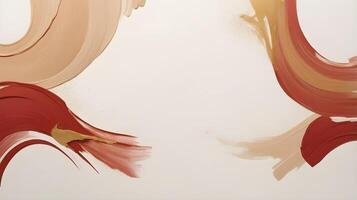 Gentle red and gold strokes form an abstract design on a white or beige background, with room for text. photo