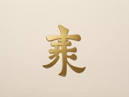 The Chinese symbol for luck, is shown in a fine gold font on a minimalist backdrop with room for additional text. photo